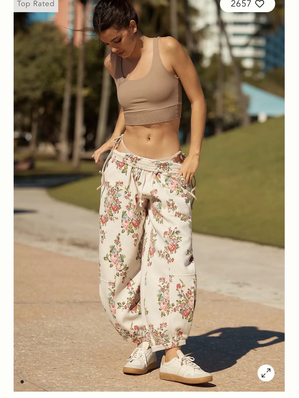 Anthropologie Daily Practice floral Drawstring Hoodie/ barrel sweats outfit
